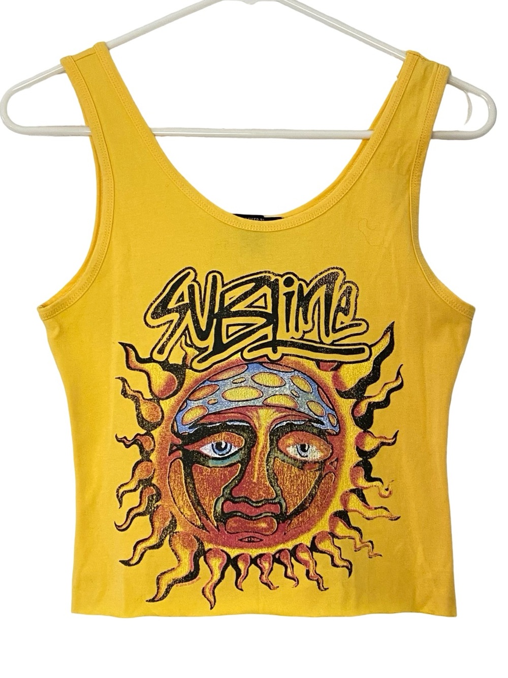 Sublime Tank Top Womens Size Small Forever 21 Yellow Crop Shirt Graphic Print